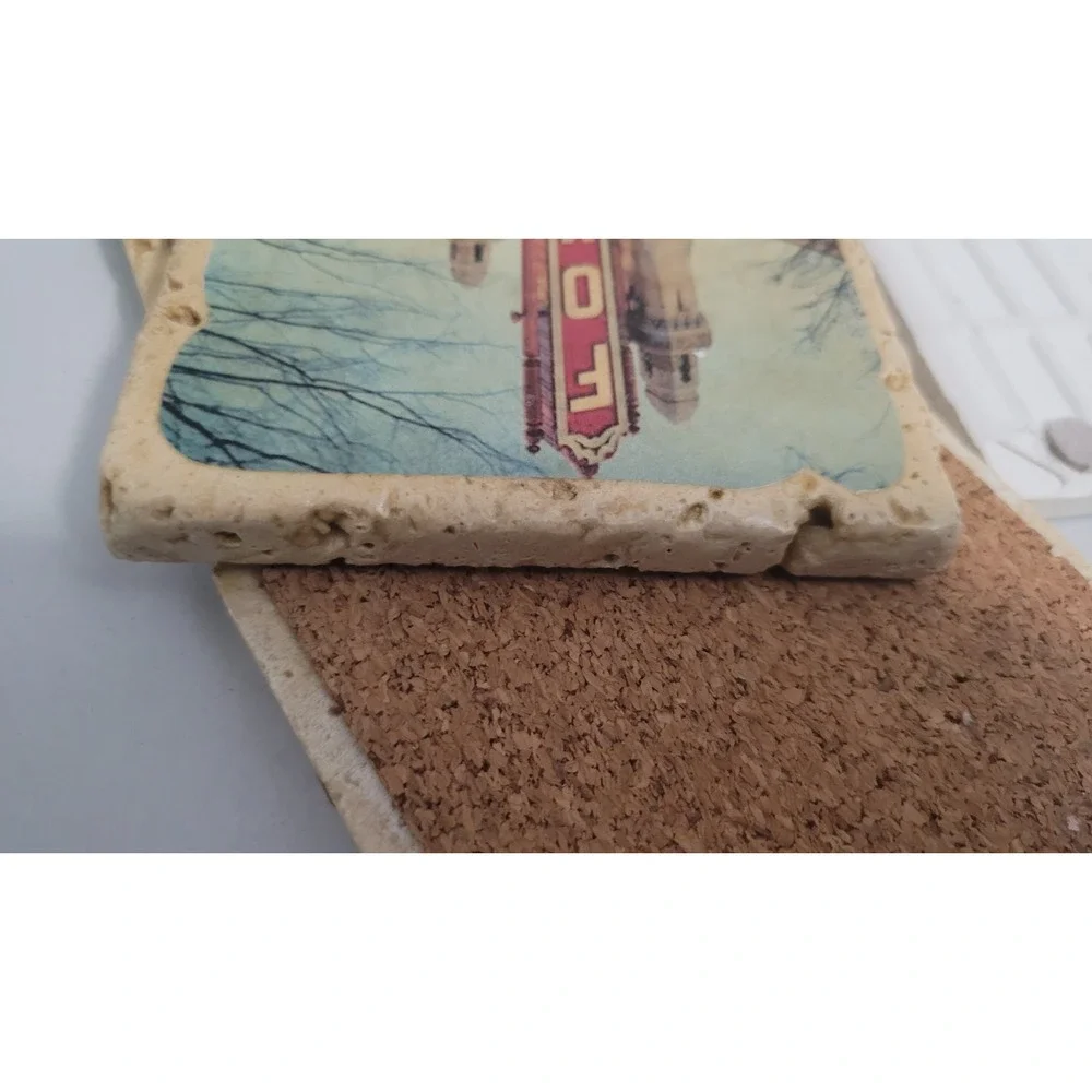 Georgia Landmarks Stone Coasters, Set of 4, Fox, Coca Cola, Flying Biscuit, BigP